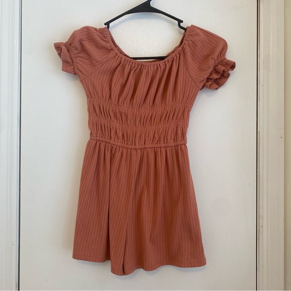 Rust Off-Shoulder Romper - Picture 3 of 4
